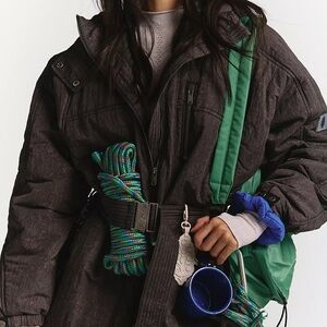 Free People Care FP Tricked Out Trek Utility Puffer Jacket NWT in Washed Black M